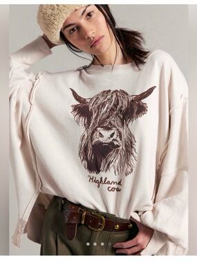 Free People Oversized Highland Cow Sweater